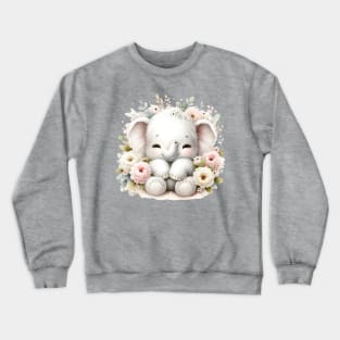 Funny Elephant Boho Babies A Whimsical Watercolor Gathering Crewneck Sweatshirt